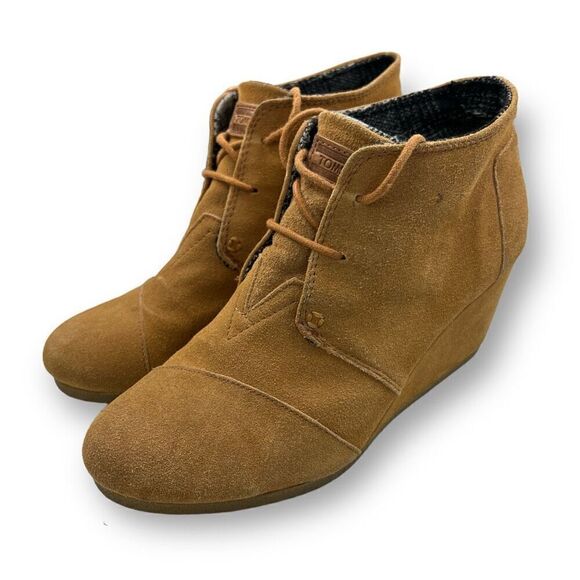 Tom’s Desert Wedge Booties Ankle Suede Boots Shoes Size 9 - Picture 1 of 9